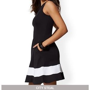 New York & Co Color Blocked Fit & Flare Dress